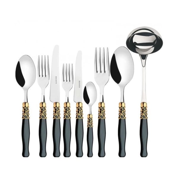 Bestick - Selene - Set 75 Pz - Elfenben, Svart - Rostfritt stål 18/10 - Akrilik