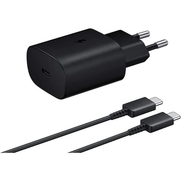 Samsung 25 W USB C-laddare - Snabb med 1 m USB C-laddarkabel - PD3.0&PPS - Svart