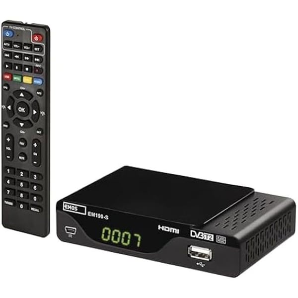 DVB-T2 HD-mottagare - EMOS - USB HDMI Scart-modell - PVR - Full HD - 22 språk
