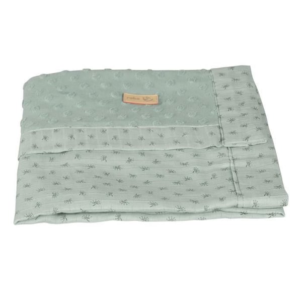 ROBA Organic Babyfilt "Lil Planet" 80x80 cm GOTS Certified - Polka Dot Pattern - Grön
