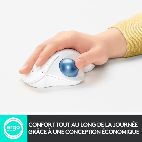 Mus - Trådlös - Logitech - Ergo M575 - Vit - Ergonomisk