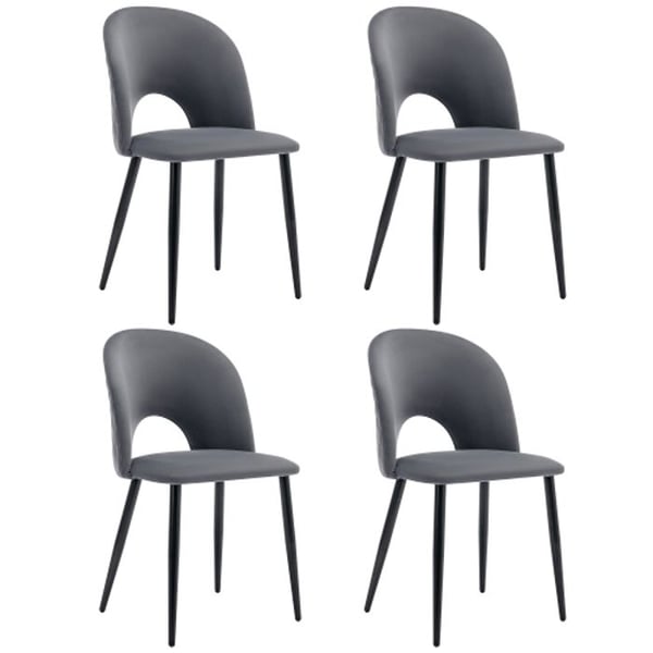 Spisestole - MUVOE - Sæt af 4 - Polstrede - Rhombus ryg - Grå