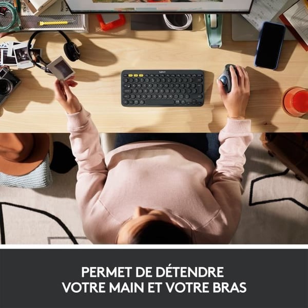 Mus - Trådlös - Logitech - Ergo M575 - Vit - Ergonomisk