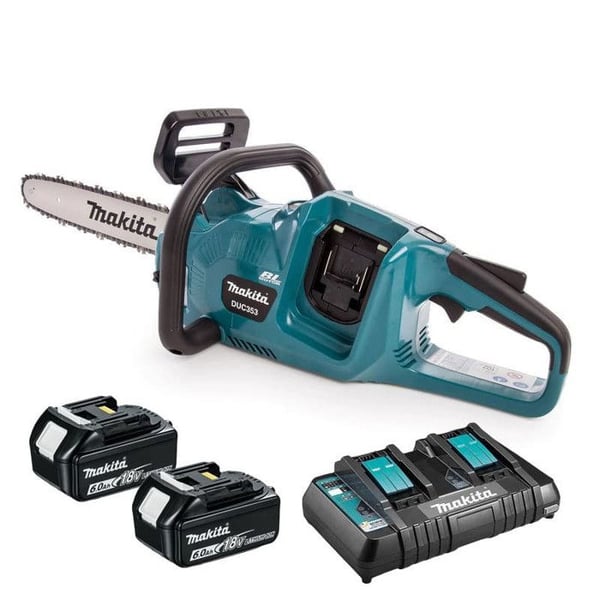 36V LXT moottorisaha (2x6,0 Ah) kaksoislaturilla - MAKITA DUC353PG2
