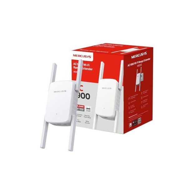 MERCUSYS WiFi-repeater ME50G, Bi-bands förstärka WiFi AC1900 Mbps, WiFi-extender, Två justerbara högförstärkande antenner, 1 port