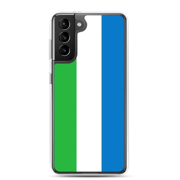 Telefonfodral – Sierra Leones flagga – Kompatibel med Samsung Galaxy S21 Plus – Flexibelt fodral – Slitstarkt och stöttåligt – Pixelforma