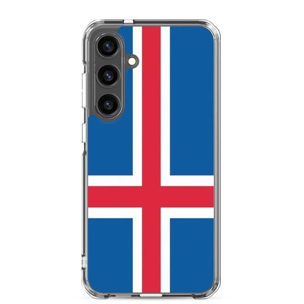 Mobilskal – Islands flagga – Kompatibel med Samsung Galaxy S24 Ultra – Mjukt fodral – Slitstarkt och stötsäkert – Pixelforma