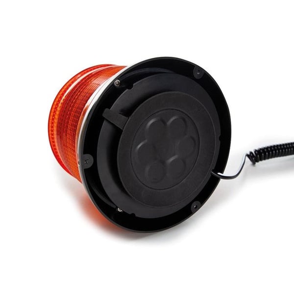 Perel LED orange gyrophare, inklusive USB-C-kabel och USB-C till USB-A-omvandlare, med skruvfäste, magnet och sugkopp.