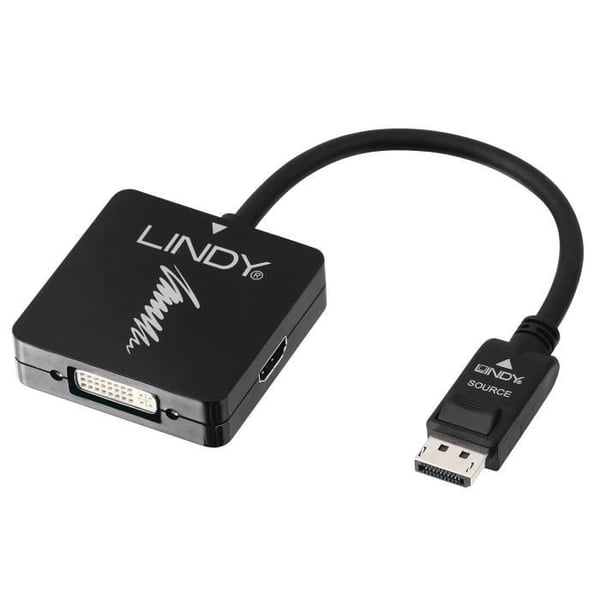 Videoadapter - LINDY - DisplayPort 1.2 till HDMI/DVI/VGA - 4K UHD 30Hz - Ljud stöds