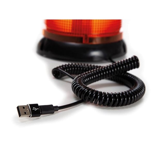 Perel LED orange gyrophare, inklusive USB-C-kabel och USB-C till USB-A-omvandlare, med skruvfäste, magnet och sugkopp.