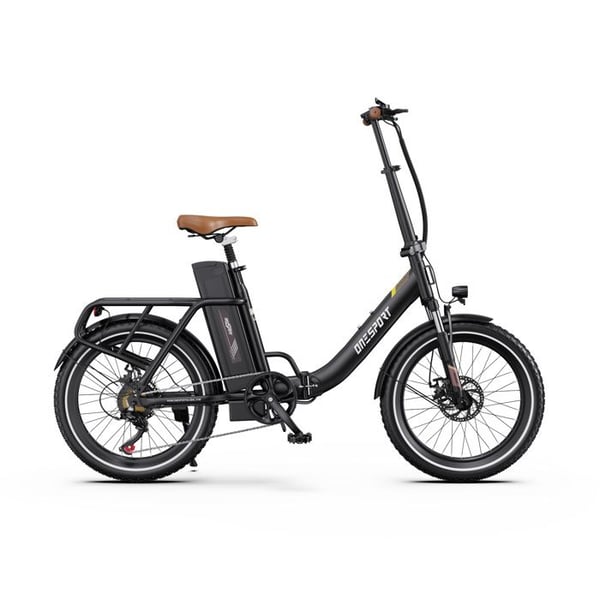 Elcykel ONESPORT OT16-2 til voksne, Motor 250 W, Batteri 48 V 17 Ah, Dæk 20 tommer – Sort Brun