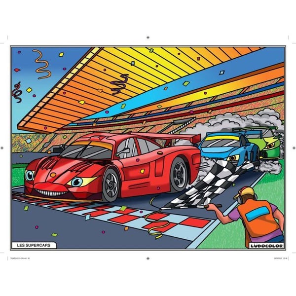 LudoColor - Sammetstavla att färglägga för barn Supercars