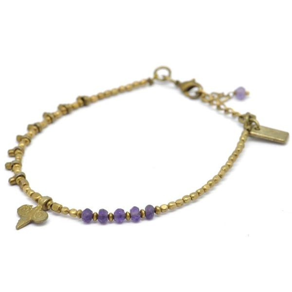 Nataraj - Armband med metallpärla, ametist och lilja