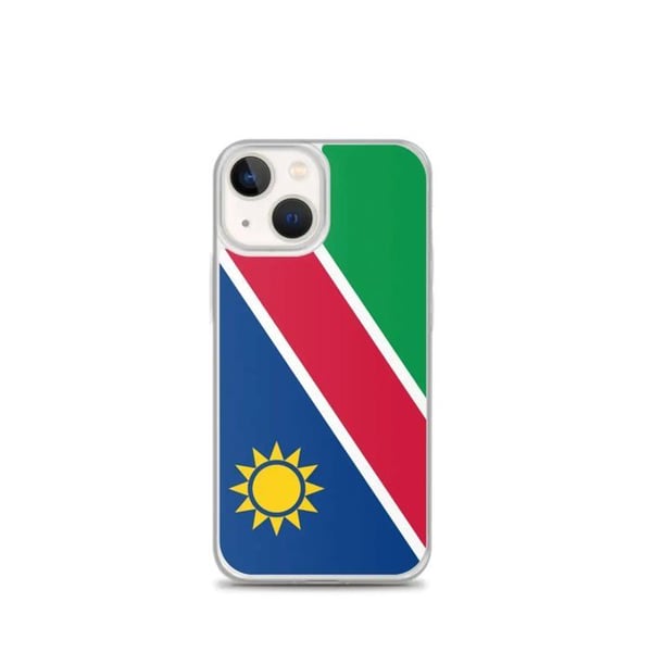 Mobilskal – Namibias flagga – Kompatibel med iPhone 13 mini – Mjuk skydd – Slitstark och stötresistent - Silicon - Pixelforma