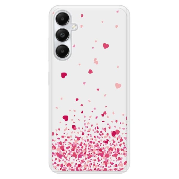 Hård förstärkt skal - Kompatibel med Samsung Galaxy A05S - design med rosa hjärtkonfetti