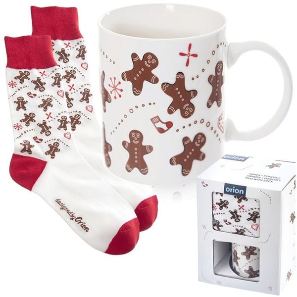 Mugg med Strumpor - Utan Märke - Pierniczek 350ml - Mörk och Bekväm Julmotiv