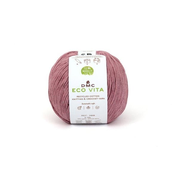 DMC - Återvunnen bomullstråd Eco Vita 3mm 100g Stickning och Virkning Col. 115 rosa