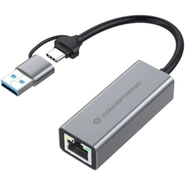 USB-nätverksadapter - CONCEPTRONIC - ABBY08G - USB 3.2 Gen 1 - 1000 Mbps - Wake-on-LAN