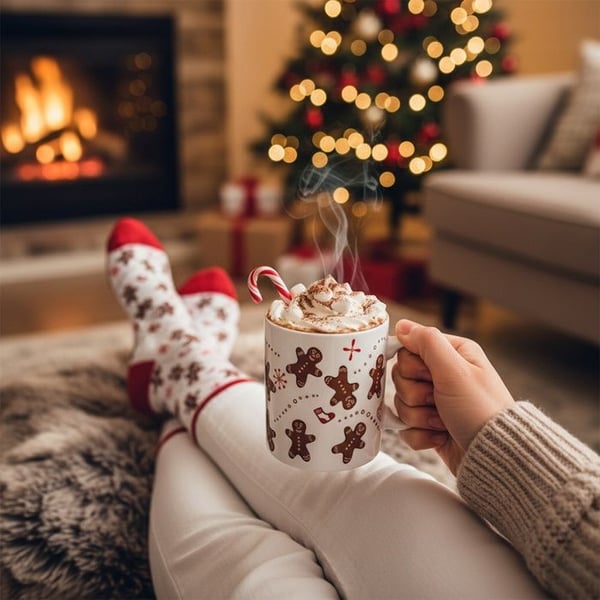 Mugg med strumpor - ORION - Pierniczek 350 ml - Julmotiv - Strumpor ingår - Mysigt presentset