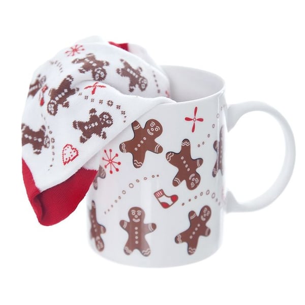 Mugg med strumpor - ORION - Pierniczek 350 ml - Julmotiv - Strumpor ingår - Mysigt presentset