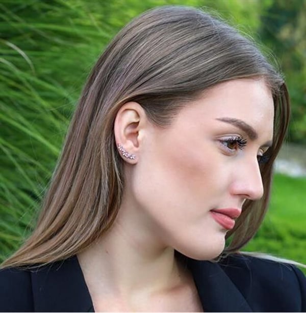 Örhängen - BENETO - AGUP3299P - Sterlingsilver - Rosa kubisk zirkon - Långitudinella