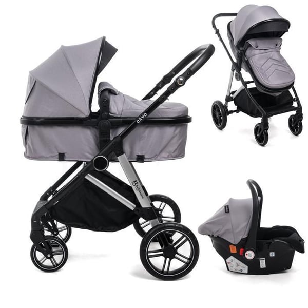 BEBELISSIMO - Kombinationsvagn trio 3 i 1 - bilstol 0+ CAVO - liggdel - från födseln - upp till 22 kg - grå