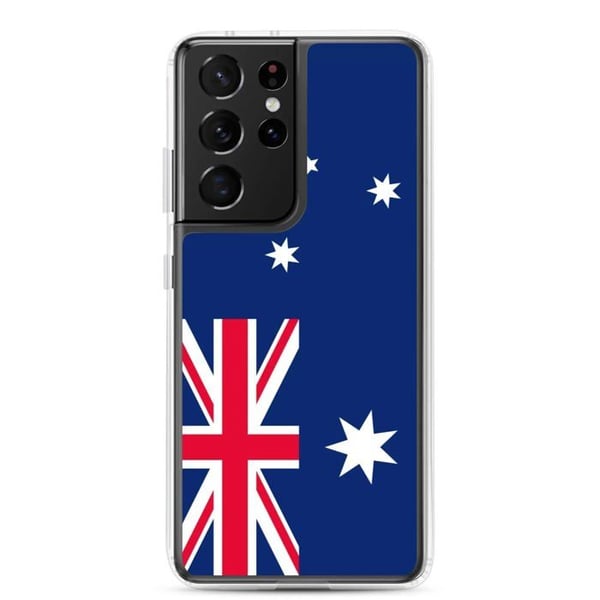 Telefonfodral – Australiens flagga – Kompatibel med Samsung Galaxy S21 – Mjukt fodral – Slitstarkt och stötsäkert – Pixelforma