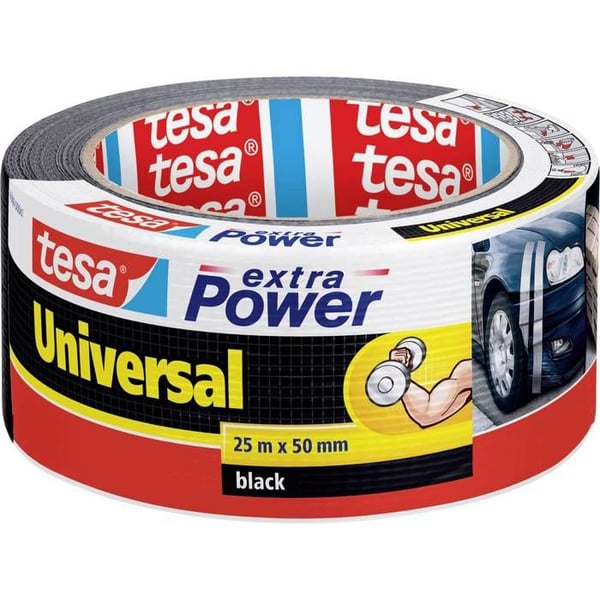 Häftande tejp tesa® extra Power tesa 56388-00001-07 svart (L x B) 25 m x 50 mm gummi 1 st.
