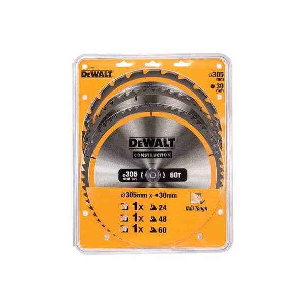 Plastlåda med 3 blad för cirkelsåg och stationär Ø 305mm DEWALT DT1964-QZ Karbid Konstruktion: DT1958, DT1959, D