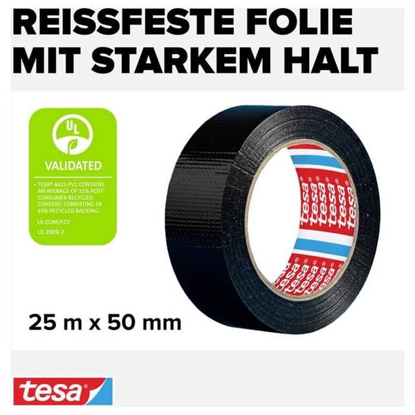 Häftande tejp tesa® extra Power tesa 56388-00001-07 svart (L x B) 25 m x 50 mm gummi 1 st.