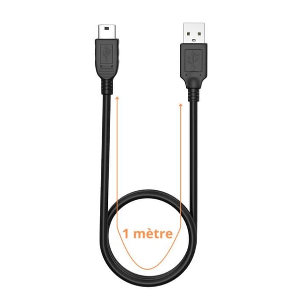 Lot de 3 câbles pour CSL-Computer Wireless Controller - Câble Mini B/USB 2.0 Noir 1 Mètre Phonillico®