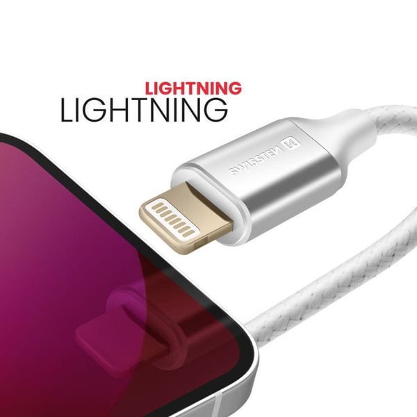 Audioadapter - Lightning till 3,5 mm jack - Vit - Textilkabel - 15 cm