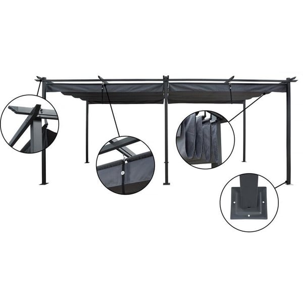 Metallpergola med justerbart tak - 3 x 6 m - Antracit