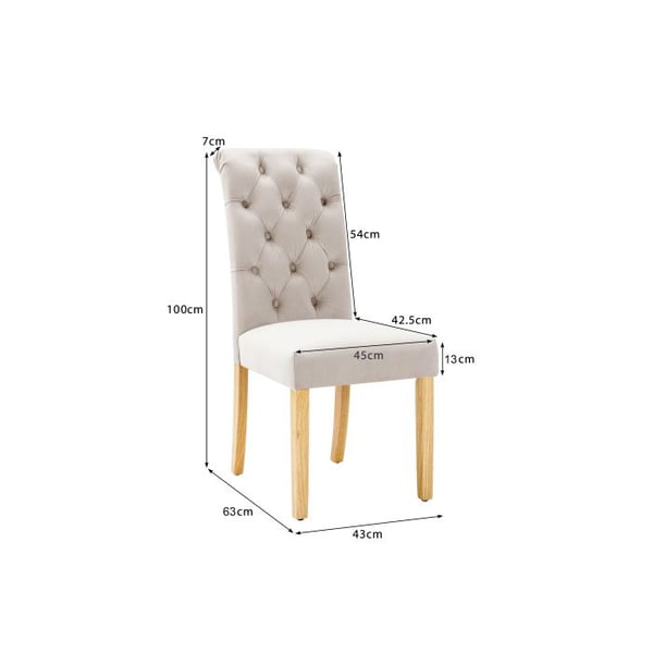 Spisestuestole - MUVOE - Sæt med 2 - Beigefarvet velour - Egetræsfødder - Moderne design