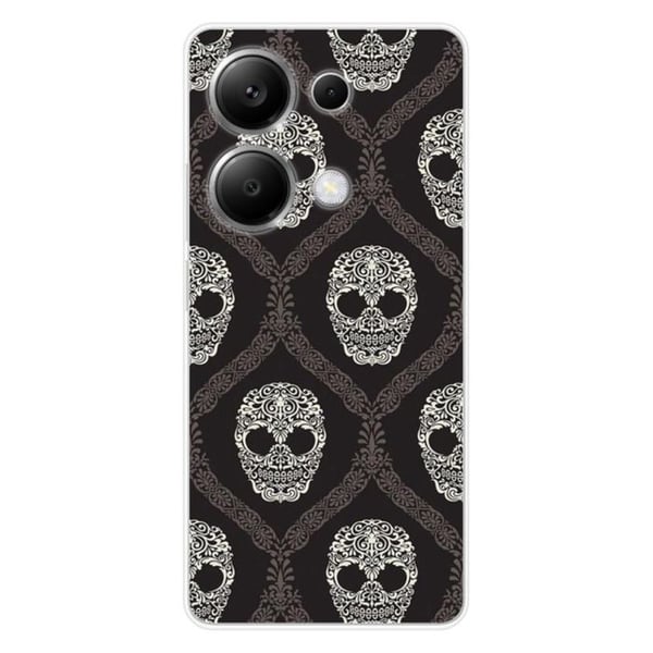 Tryckt silikonfodral som är kompatibelt med Xiaomi Redmi Note 13 Pro 4G Floral skull