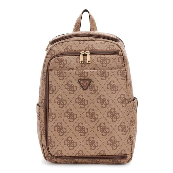 GUESS Lätt brun ryggsäck för kvinnor - U-Zip Ryggsäck Latte Logotyp / Brun 326700