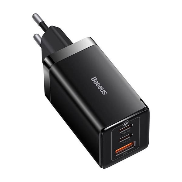 Väggladdare - BASEUS - GAN5 PRO - 2xUSB-C + USB - 65W - Svart