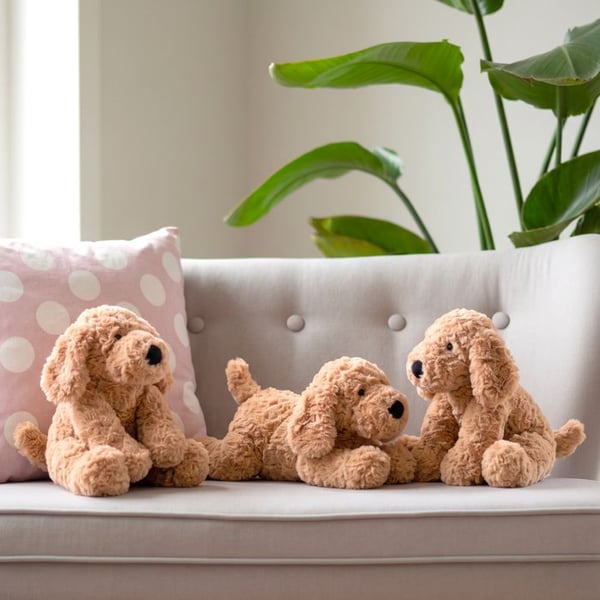 Plysch - Hermann - Beige Hund - 28 cm - Mjuk - Inomhus