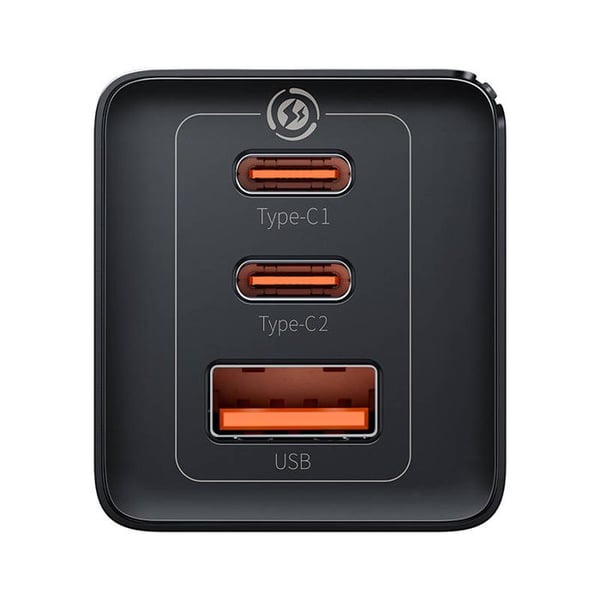 Väggladdare - BASEUS - GAN5 PRO - 2xUSB-C + USB - 65W - Svart