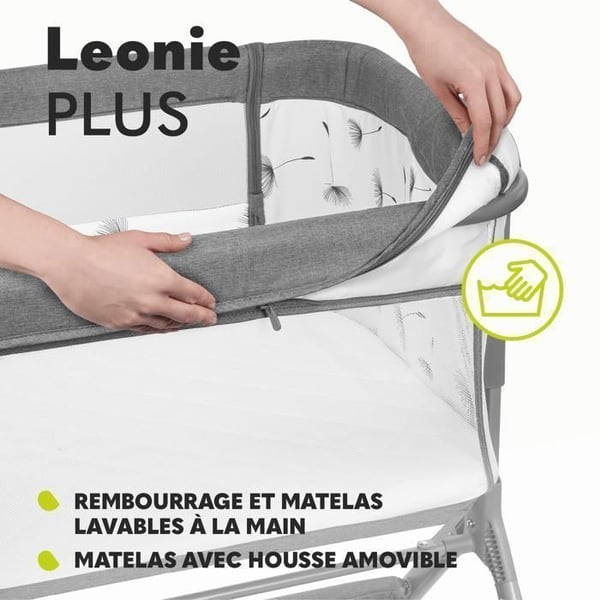 Lit bébé cododo 3 i 1 LIONELO Leonie Plus - Spjälsäng - Justerbar i höjd och lutning - Högdensitetsmadrass - Beige