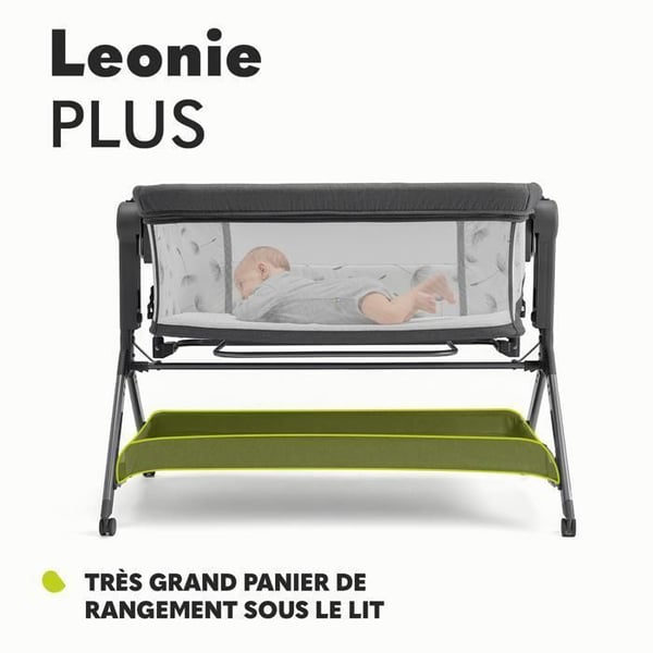 Lit bébé cododo 3 i 1 LIONELO Leonie Plus - Spjälsäng - Justerbar i höjd och lutning - Högdensitetsmadrass - Beige