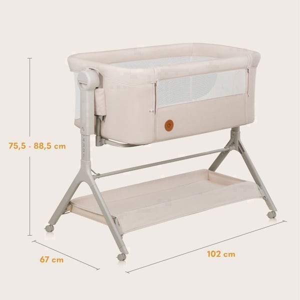 Lit bébé cododo 3 i 1 LIONELO Leonie Plus - Spjälsäng - Justerbar i höjd och lutning - Högdensitetsmadrass - Beige