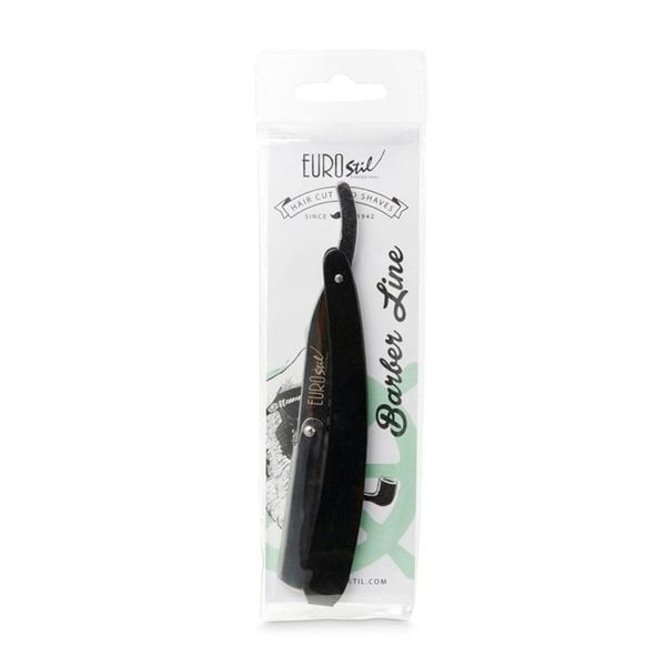 Eurostil Barber Line Rakkniv Utbytbar Blad Svart Handtag 1st