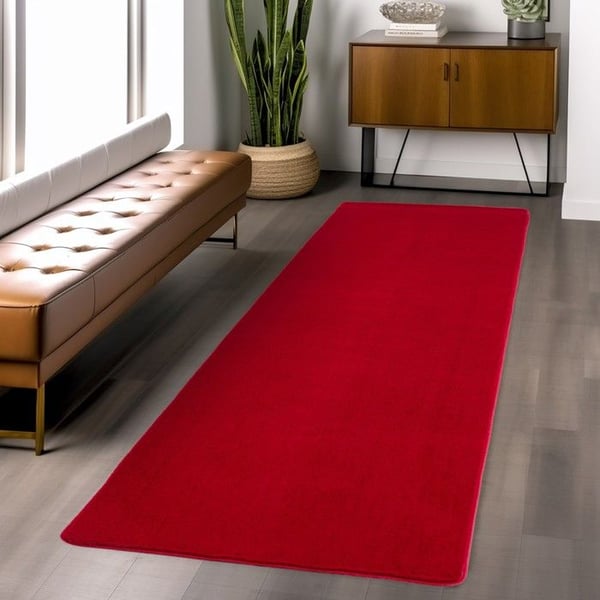 Modern matta för vardagsrum, sovrum, kök, mjuk, tvättbar, halkfri (Dimension: 200 cm rund - Färg: Röd) Modern matta för vardagsrum, sovrum, kök, mjuk, tvättbar, halkfri (Dimension: 200 cm rund - Färg: Röd)