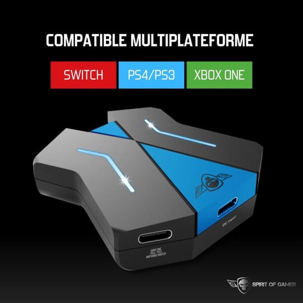 Konverter - SPIRIT OF GAMER - CROSSGAME - Kompatibel med PS4/PS3/XBOX ONE/SWITCH - Svart - USB