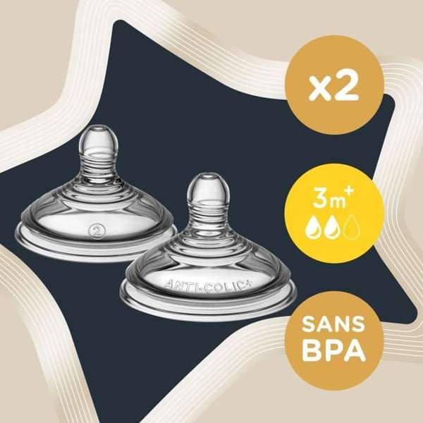 Mellemstrøms sutteflaskesutter mod kolik - TOMMEE TIPPEE - Pakke med 2
