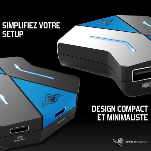 Konverter - SPIRIT OF GAMER - CROSSGAME - Kompatibel med PS4/PS3/XBOX ONE/SWITCH - Svart - USB