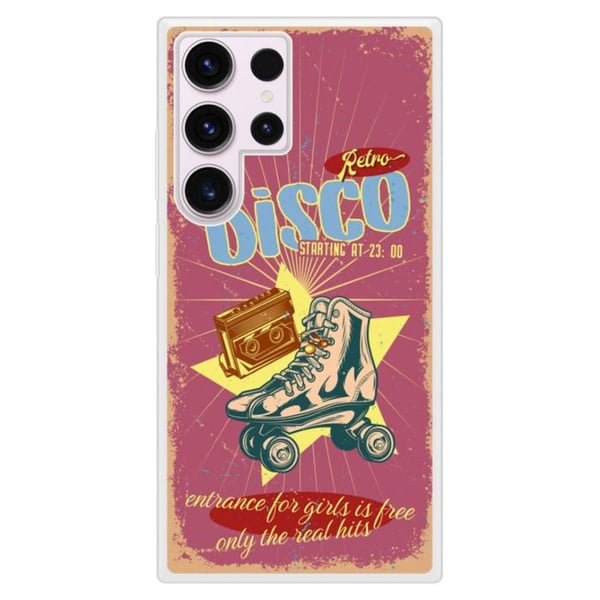 Siliconeförstärkt tryckt skal kompatibelt med Samsung Galaxy S23 Ultra Retro disco