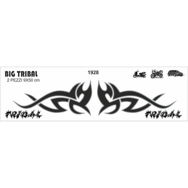 Autocollant - Stor Tribal - 20 x 24 cm - Svart - 2 Stycken - Motorcykel