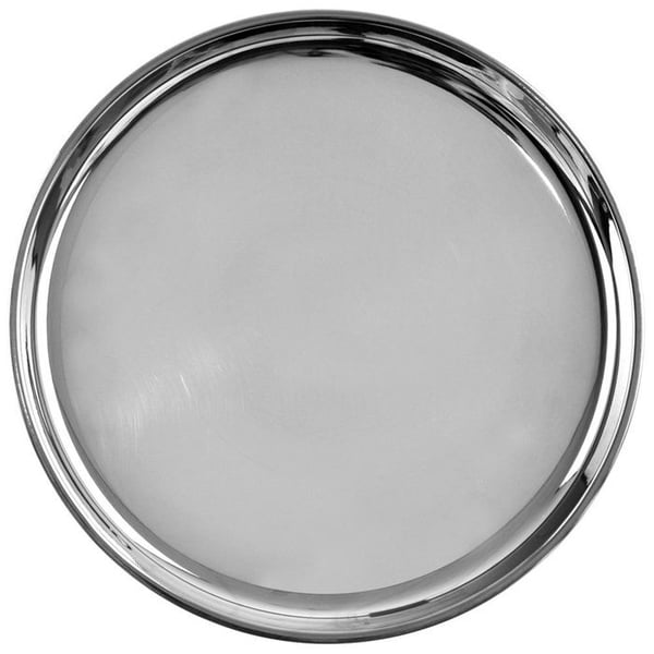 Rund serveringsfat i rostfritt stål - ORION - 28 cm - Grå - Polerad yta - Robust - Elegant